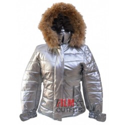 Caroline Channing Bomber Silver Puffer Jacket